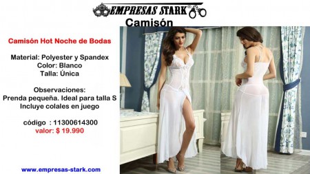 Material: Polyester y Spandex Color: Blanco Talla: Única Observaciones: Prenda pequeña. Ideal para talla S Incluye colales en juego  código  : 11300614300 valor: $ 19.990